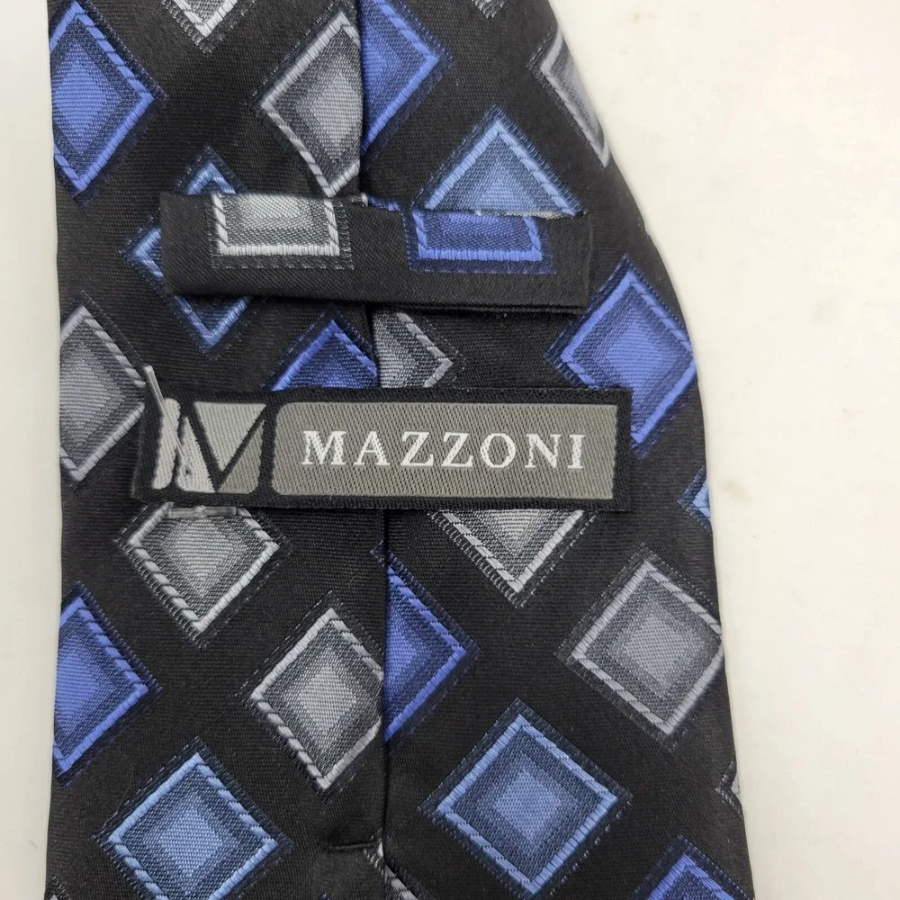 Mazzoni Necktie Mens Handmade Silk Formal Suit Dress Oxford Argyle Diamond Adult